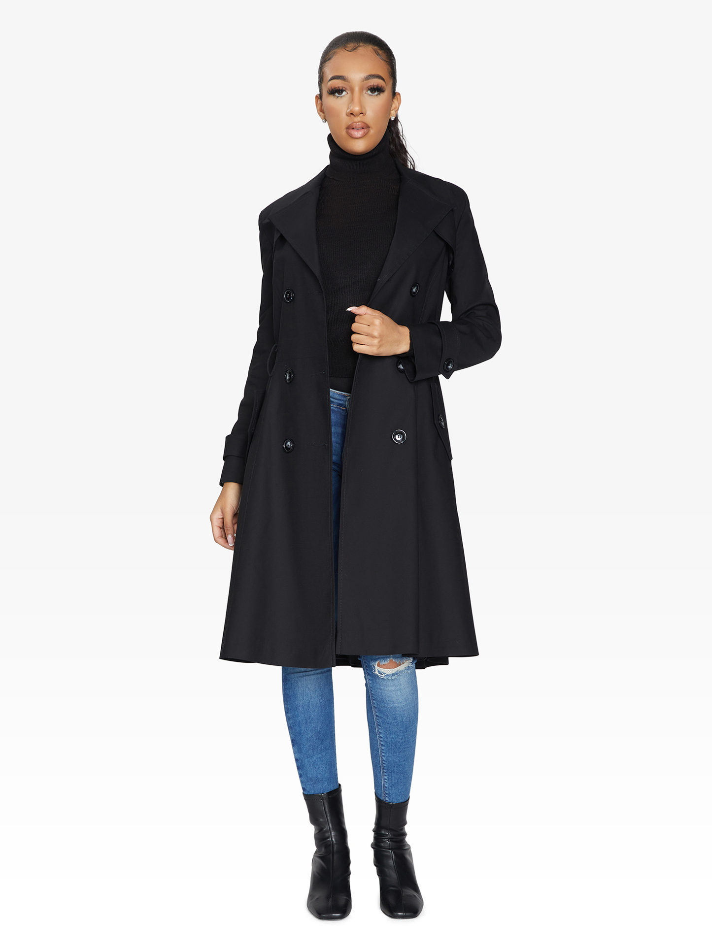 Double Breasted Trench Mac Coat