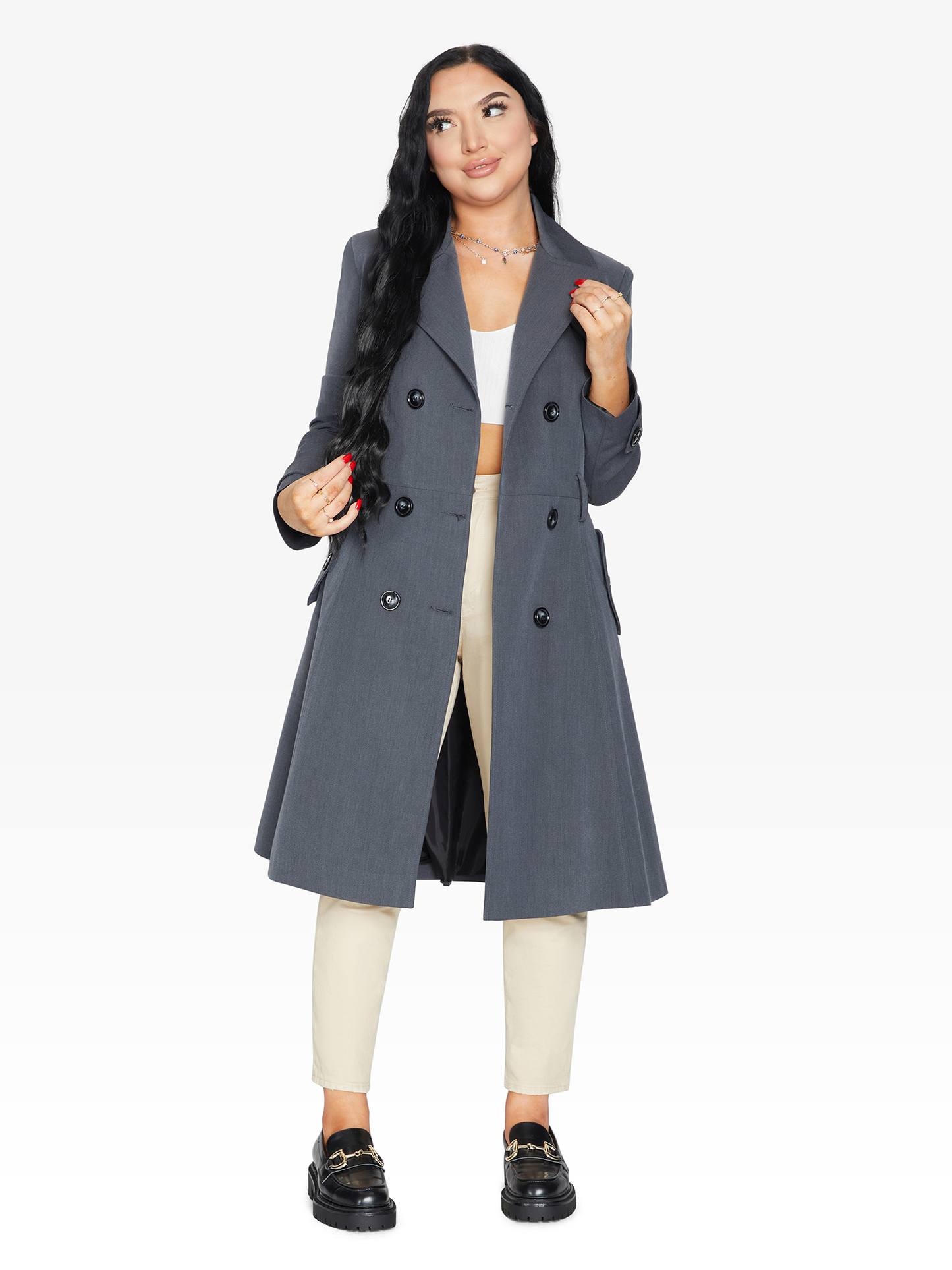 Double Breasted Trench Mac Coat