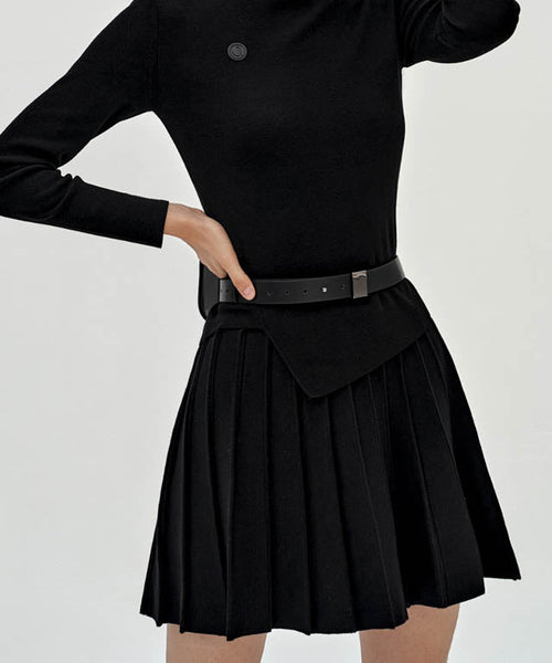 Valeria Golf French Wool Skirt - Black