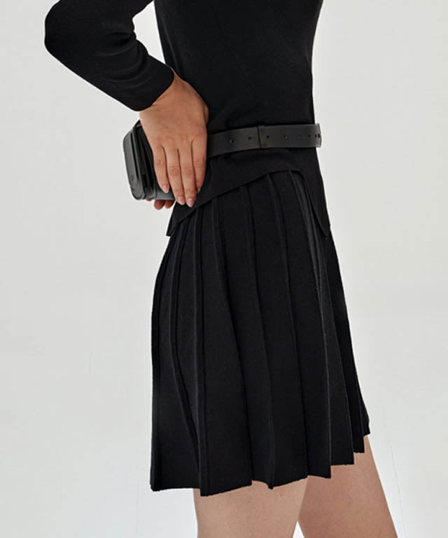 Valeria Golf French Wool Skirt - Black