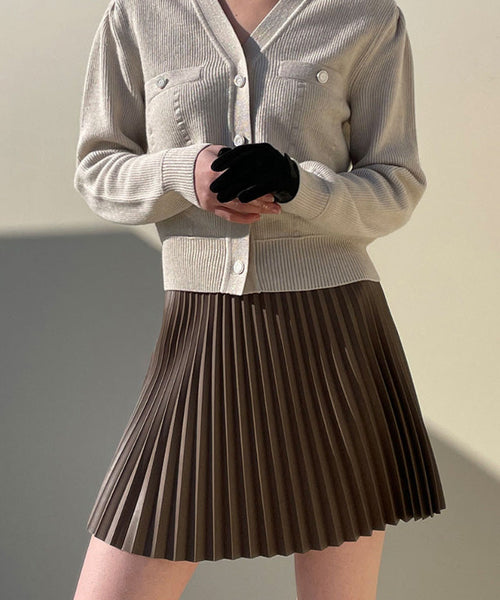 Valeria Golf Pleated Skirt - Brown