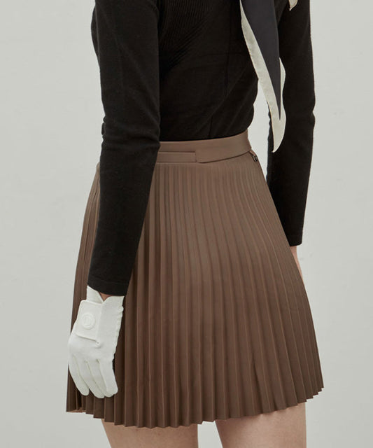 Valeria Golf Pleated Skirt - Brown