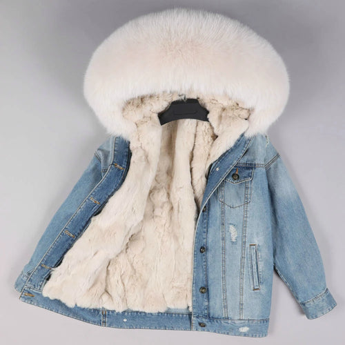 MENINA BONITA 2022 Winter Jacket Women Real Fur Coat Parka Real