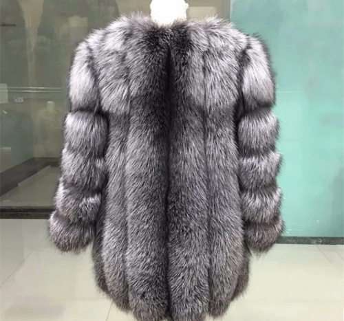 Real Natural Fox Fur Coat for Women, Plus Size Winter Fur Jacket, Long