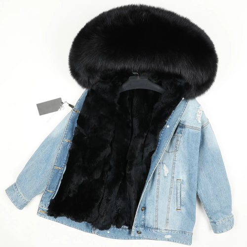 MENINA BONITA 2022 Winter Jacket Women Real Fur Coat Parka Real