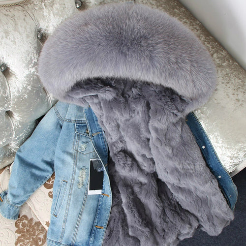 MENINA BONITA 2022 Winter Jacket Women Real Fur Coat Parka Real