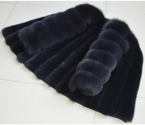 Real Natural Fox Fur Coat for Women, Plus Size Winter Fur Jacket, Long