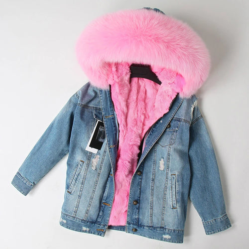 MENINA BONITA 2022 Winter Jacket Women Real Fur Coat Parka Real