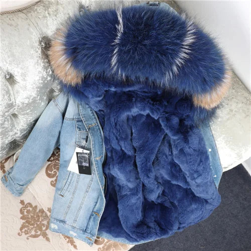 MENINA BONITA 2022 Winter Jacket Women Real Fur Coat Parka Real