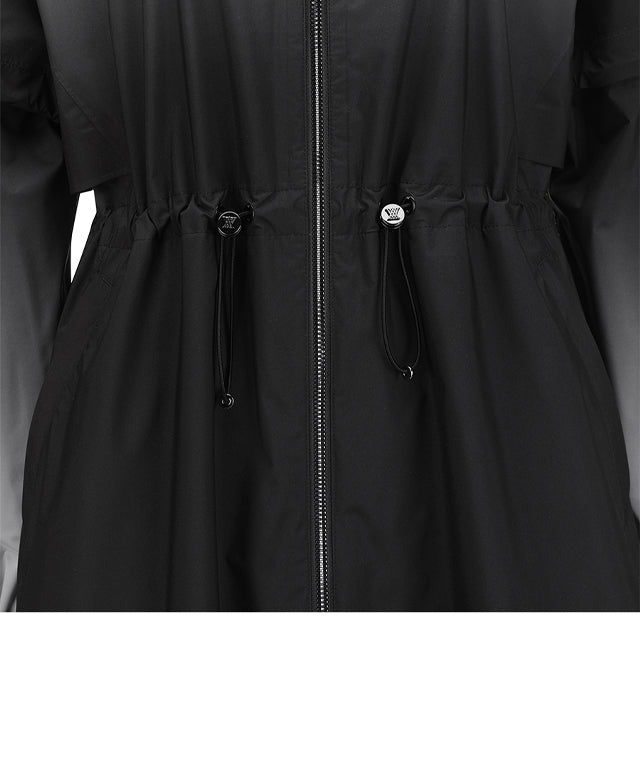 Valeria Golf: Women Gradation Long Rain Jacket - Black