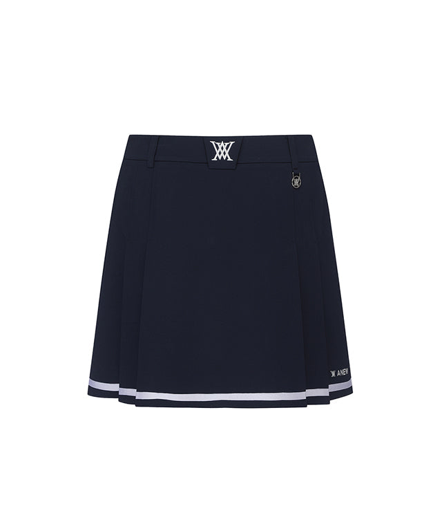 Valeria Golf: Women Half Pleats Under Line Point Skirt - Navy