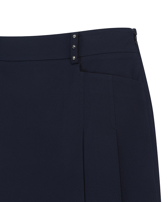 Valeria Golf: Women Half Pleats Under Line Point Skirt - Navy