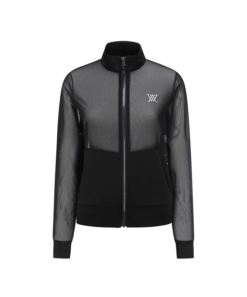 Valeria Golf:  Mesh Zip-Up Jacket - Black