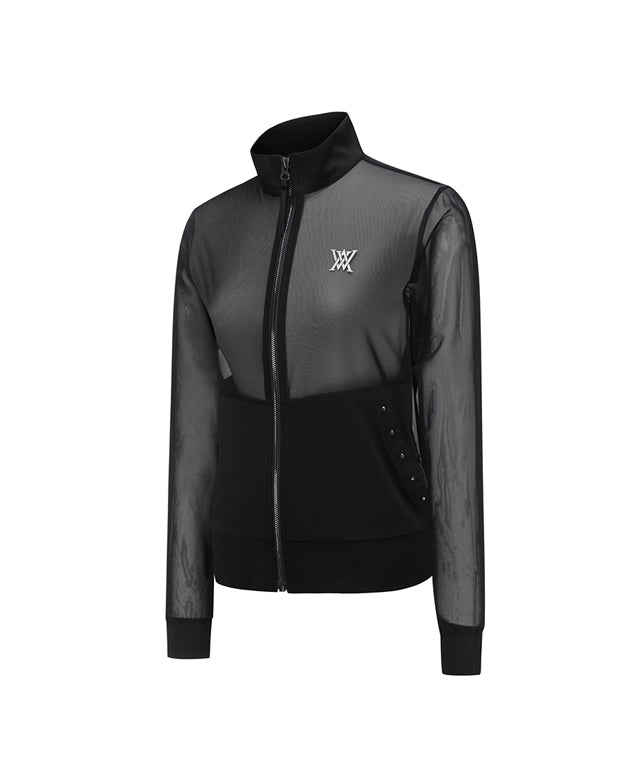 Valeria Golf:  Mesh Zip-Up Jacket - Black