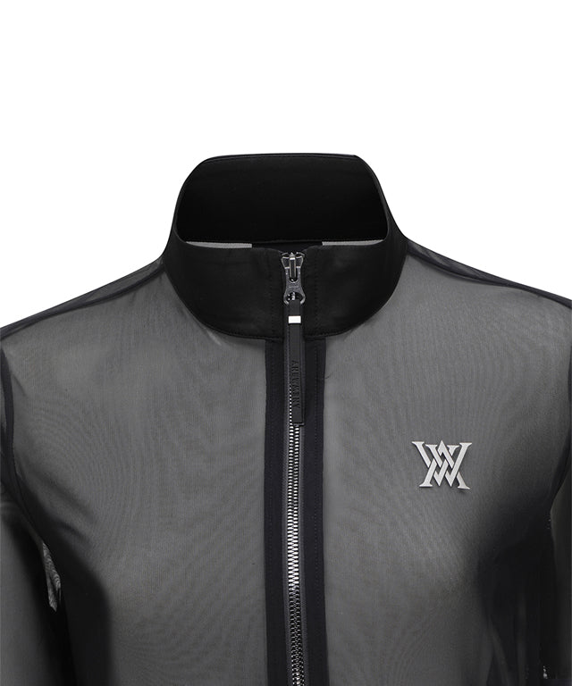 Valeria Golf:  Mesh Zip-Up Jacket - Black