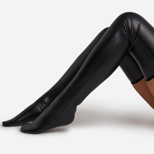 Faux Leather Over The Knee Socks