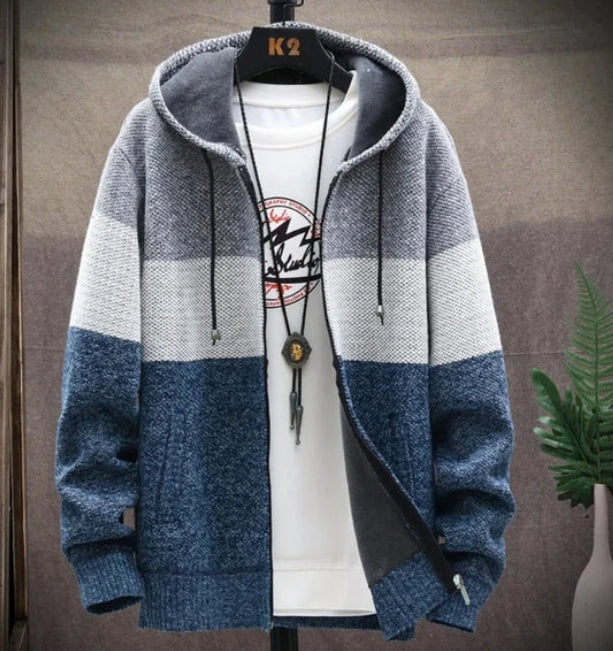 Mens Hooded Zipper Jacket Sweater Jacket