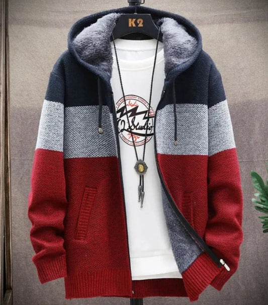 Mens Hooded Zipper Jacket Sweater Jacket