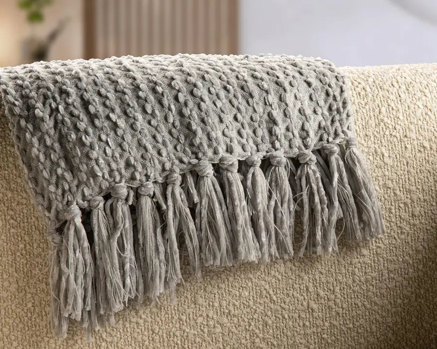 Grey Knitted Throw Blanket